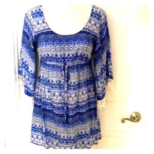Be Bop Blue Print Mini Dress